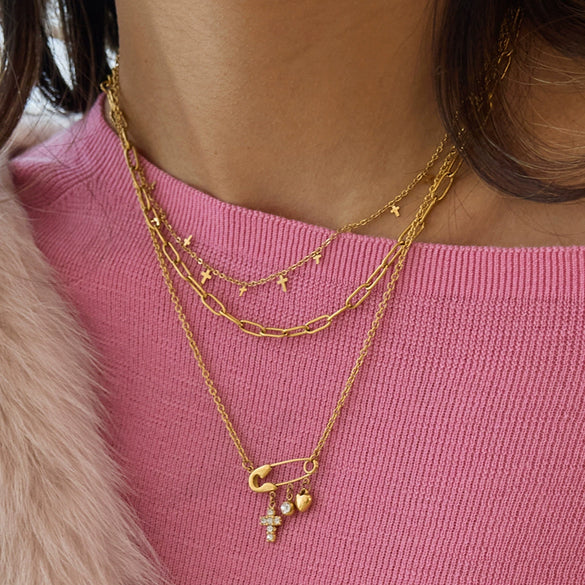 Wholesale Titanium Steel Heart And Geometric Shaped Necklace For Women With Plating Process Featuring A Touch Of Luxury And A Niche Design