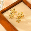 Wholesale Titanium Steel Heart And Oval Exaggerated Earrings With 18K Gold Plated Electroplating For Women