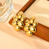 Wholesale Titanium Steel Heart And Oval Exaggerated Earrings With 18K Gold Plated Electroplating For Women