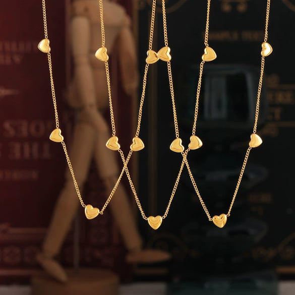 Wholesale 316L Stainless Steel Heart Clavicle Necklace With Electroplating Hiphop Style