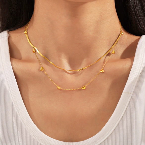 Wholesale 316L Stainless Steel Heart Clavicle Necklace With Electroplating Hiphop Style