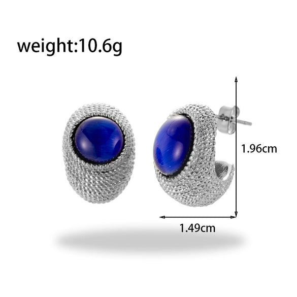 Wholesale Titanium Steel Heart Cshaped Light Luxury Earrings With Diamond Oil Painting Pattern And Electroplating Process For Women