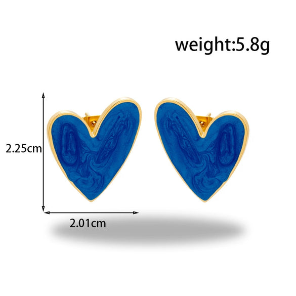 Wholesale Titanium Steel Heart Cshaped Light Luxury Earrings With Diamond Oil Painting Pattern And Electroplating Process For Women