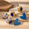 Wholesale Titanium Steel Heart Cshaped Light Luxury Earrings With Diamond Oil Painting Pattern And Electroplating Process For Women