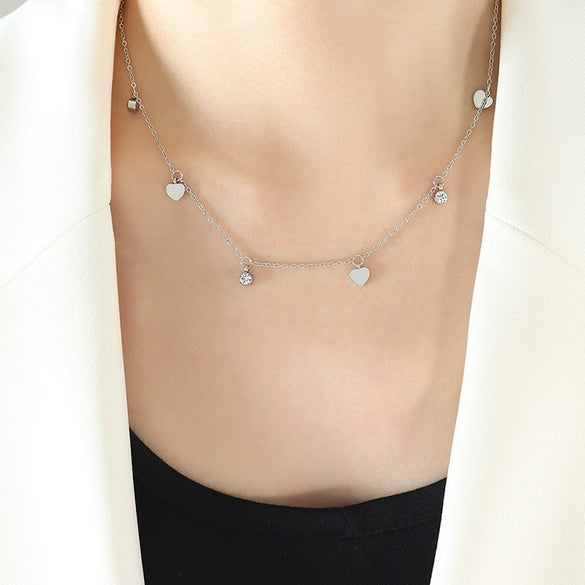 Wholesale 316L Stainless Steel Heart Geometric Pendant Necklace Electroplated Light Luxury Fashion Jewelry For Women