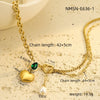 Wholesale Titanium Steel Heart Necklace Inlaid With Pearls And Water Drop Zircons Electroplated 18K Stainless Steel For Women