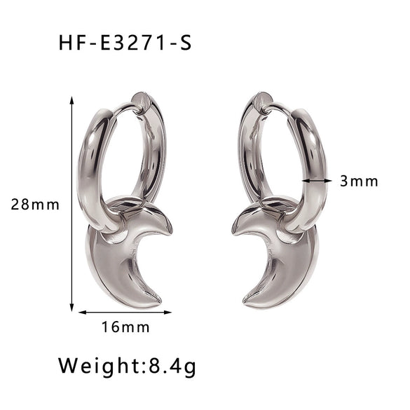 Wholesale Titanium Steel Heart Pendant Earrings With 18K Gold Plated Electroplating Exaggerated And High Sense Temperament Ins Fashion