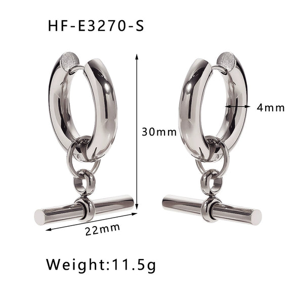 Wholesale Titanium Steel Heart Pendant Earrings With 18K Gold Plated Electroplating Exaggerated And High Sense Temperament Ins Fashion