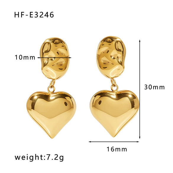 Wholesale Titanium Steel Heart Pendant Earrings With 18K Gold Plated Electroplating Exaggerated And High Sense Temperament Ins Fashion