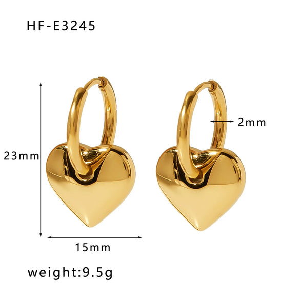 Wholesale Titanium Steel Heart Pendant Earrings With 18K Gold Plated Electroplating Exaggerated And High Sense Temperament Ins Fashion