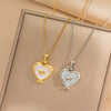 Wholesale Titanium Steel Heart Pendant Necklace With Geometric Design And Snake Bone Chain Electroplated For Women