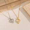 Wholesale Titanium Steel Heart Pendant Necklace With Geometric Design And Snake Bone Chain Electroplated For Women