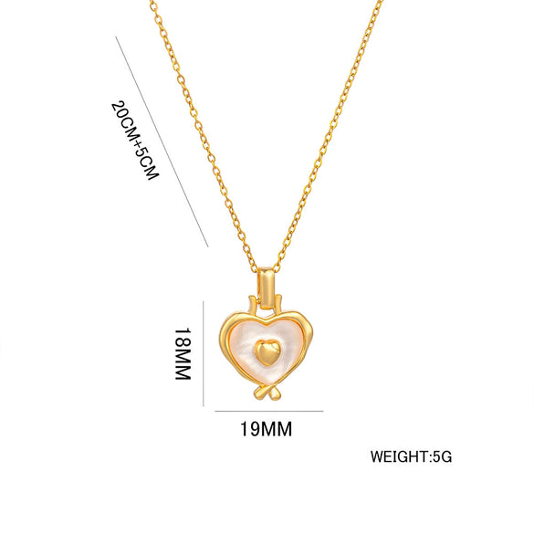 Wholesale Titanium Steel Heart Pendant Necklace With Geometric Design And Snake Bone Chain Electroplated For Women
