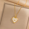Wholesale Titanium Steel Heart Pendant Necklace With Geometric Design And Snake Bone Chain Electroplated For Women