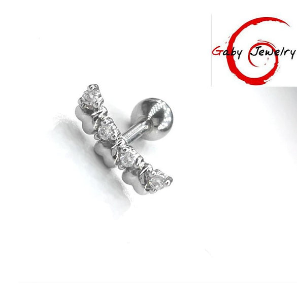 Wholesale Titanium Steel Heart Shape Diamond Ear Bone Nail Piercing Jewelry