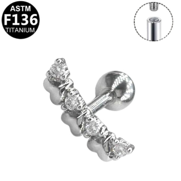 Wholesale Titanium Steel Heart Shape Diamond Ear Bone Nail Piercing Jewelry