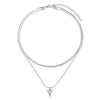 Wholesale Titanium Steel Heart Shape Doublelayer Stacking Necklace With Snake Bone Chain And Polishing Treatment For Unisex