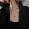 Wholesale Titanium Steel Heart Shape Doublelayer Stacking Necklace With Snake Bone Chain And Polishing Treatment For Unisex