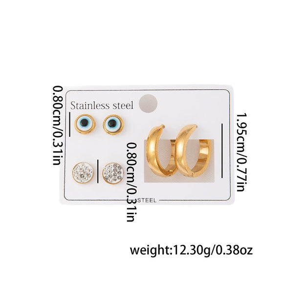 Wholesale Titanium Steel Heart Shape Earrings Set Simple Style With Electroplating For Women