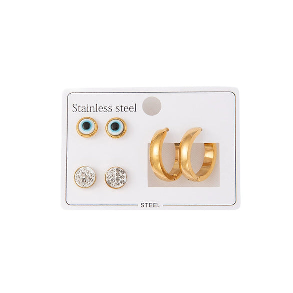 Wholesale Titanium Steel Heart Shape Earrings Set Simple Style With Electroplating For Women