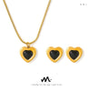 Wholesale Titanium Steel Heart Shape Electroplated Earrings And Necklaces Set Retro Minimalist Style Accessories