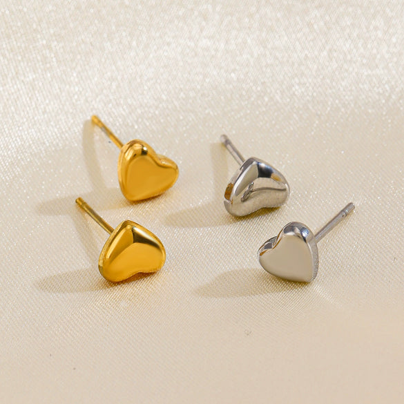 Wholesale Titanium Steel Heart Shape Electroplated Earrings For Women In Ins Style