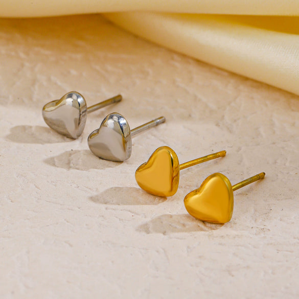 Wholesale Titanium Steel Heart Shape Electroplated Earrings For Women In Ins Style