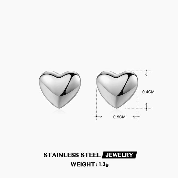 Wholesale Titanium Steel Heart Shape Electroplated Earrings For Women In Ins Style