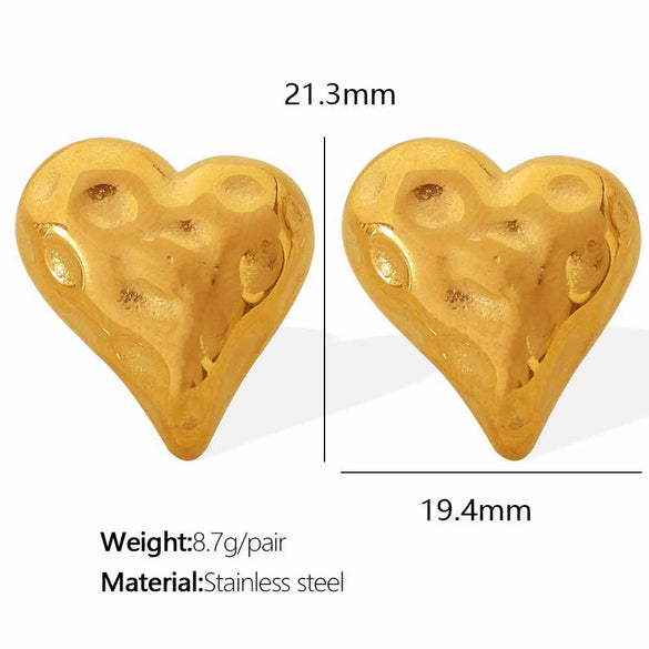 Wholesale 316L Stainless Steel Heart Shape Electroplated Earrings For Women
