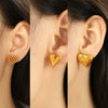 Wholesale 316L Stainless Steel Heart Shape Electroplated Earrings For Women