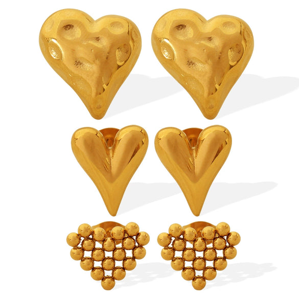 Wholesale 316L Stainless Steel Heart Shape Electroplated Earrings For Women