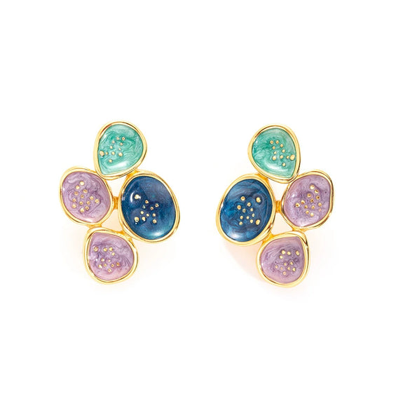 Wholesale Titanium Steel Heart Shape Light Luxury Electroplated Enamel Earrings For Women