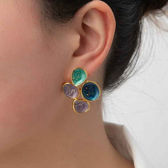 Wholesale Titanium Steel Heart Shape Light Luxury Style Electroplating Earrings For Women