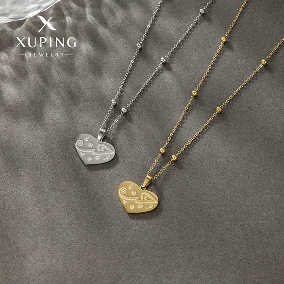 Wholesale Titanium Steel Heart Shape Love Clavicle Chain With Electroplating For Women