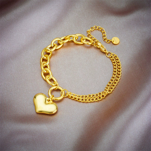 Wholesale Titanium Steel Heart Shape Pendant Necklace With Electroplating For Women