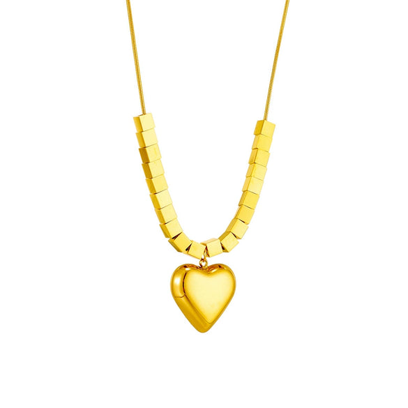 Wholesale Titanium Steel Heart Shape Pendant Necklace With Electroplating Treatment For Women