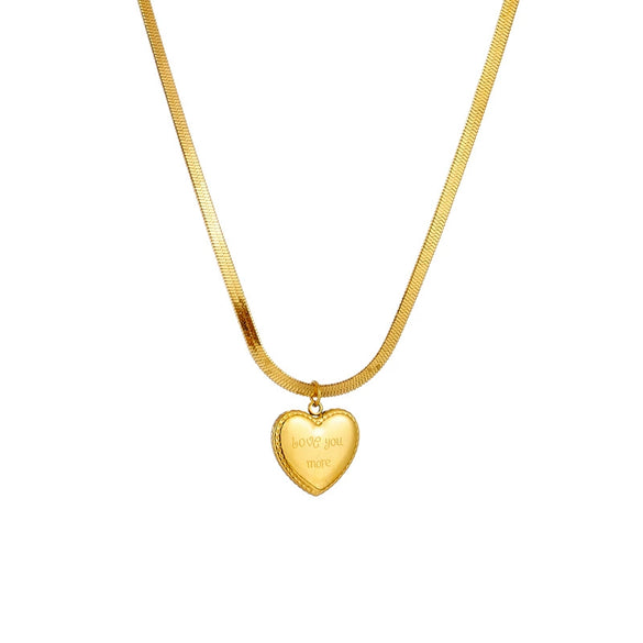 Wholesale Titanium Steel Heart Shape Pendant Snake Bone Chain Necklace For Women With Electroplating Design