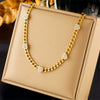 Wholesale Titanium Steel Heart Shaped Diamondembedded Electroplated Necklace For Women