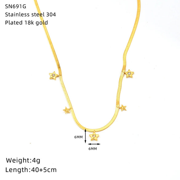 Wholesale Titanium Steel Heart Shaped 18K Gold Plated Blade Chain Necklace For Women