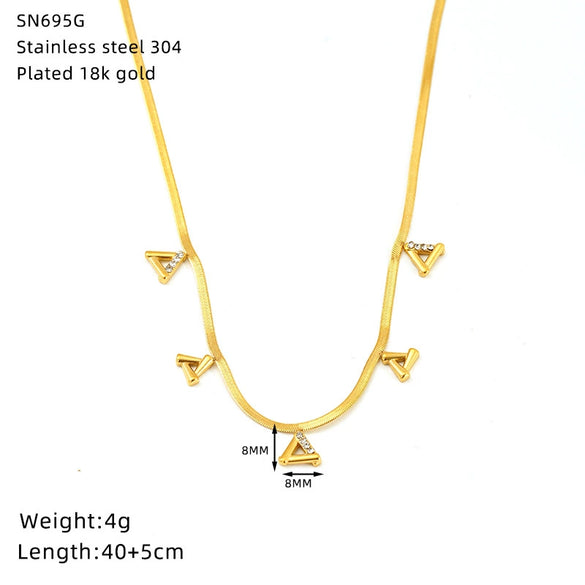 Wholesale Titanium Steel Heart Shaped 18K Gold Plated Blade Chain Necklace For Women