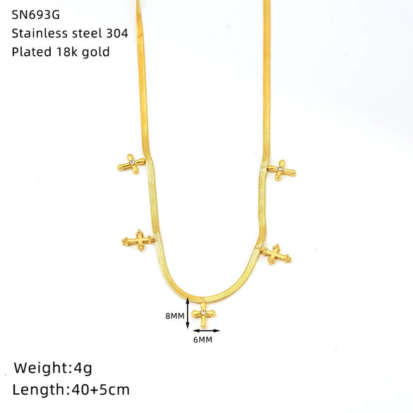 Wholesale Titanium Steel Heart Shaped 18K Gold Plated Blade Chain Necklace For Women