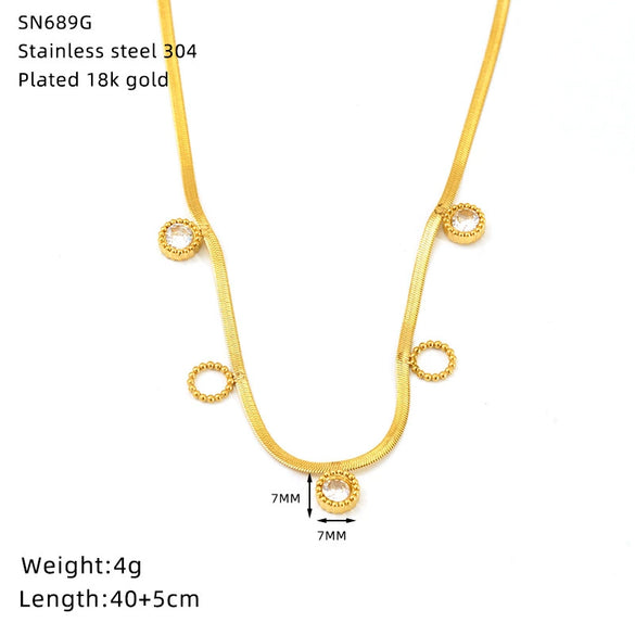 Wholesale Titanium Steel Heart Shaped 18K Gold Plated Blade Chain Necklace For Women