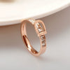 Wholesale Titanium Steel Heart Shaped Light Luxury Diamond Ring With Rose Gold Electroplating Belt Buckle Design