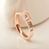 Wholesale Titanium Steel Heart Shaped Light Luxury Diamond Ring With Rose Gold Electroplating Belt Buckle Design