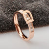 Wholesale Titanium Steel Heart Shaped Light Luxury Diamond Ring With Rose Gold Electroplating Belt Buckle Design