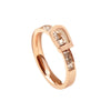 Wholesale Titanium Steel Heart Shaped Light Luxury Diamond Ring With Rose Gold Electroplating Belt Buckle Design