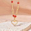 Wholesale Titanium Steel Heart Shaped Necklace With 18K Gold Plated Chain For Women Retro Style