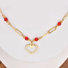 Wholesale Titanium Steel Heart Shaped Necklace With 18K Gold Plated Chain For Women Retro Style