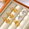 Wholesale 316L Stainless Steel Heart Shaped Niche Style Electroplated Diamond Hammer Love Earrings For Women
