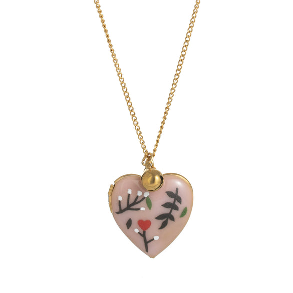 Wholesale Titanium Steel Heart Shaped Oil Dripping Print Openable Photo Album Necklace With Zircon Electroplated Real Gold Plated